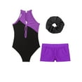 thumbnail image 4 of vastwit Kids Girls Gymnastic Leotards Set Sleeveless Ballet Dance Unitard with Booty Short Hair Band Set Purple 14, 4 of 5