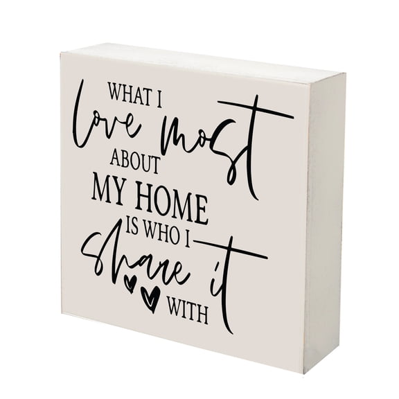 LifeSong Milestones 6x6 Modern Inspirational Shadow Box for Home Decorations - What I Love The Most (Scripts) (White)