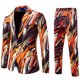 thumbnail image 2 of RKSTN Tuxedo Suits for Men 2PC Lapel Single Breasted Button Printed Dress Suit Sets Men's Turndown Regular Fits Floral Print Blazers and Pant 2 Piece Set Wedding Business Performance Prom Dress Set, 2 of 10