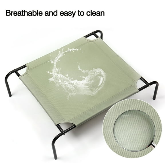 Elevated Cooling Pet Bed, Pet Cot, Dog Bed with Breathable Mesh Fabric Green