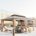 thumbnail image 2 of MeetLeisure 12' X 18' Double-Tier Hardtop Gazebo, Aluminum Metal Gazebo with Reinforced Galvanized Steel Roof Curtain and Netting, 2 of 11