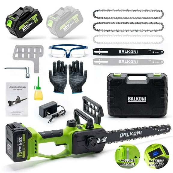 12 Inch Cordless Brushless Electric Chainsaw, 9000RPM High Speed Upgraded Motor, 2*4.0Ah Battery & Auto Oiler,3× Chains, Lightweight Compact Handheld Saw for Tree Trimming, Wood Cutting, Pruning