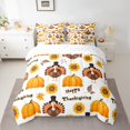 thumbnail image 2 of Castle Fairy Animal Turkey 7 Pieces Bedding Comforter Set for Kids Teens,Thanksgiving Day Pumpkin Full Bedding Set Lightweight,Autumn Flower Sunflower Fitted Sheet Flat Sheet, 2 of 8