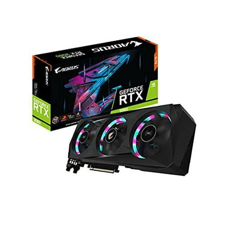 gigabyte aorus geforce rtx 3060 elite 12g (rev2.0) graphics card, 3x windforce fans, 12gb 192-bit gddr6, gv-n3060aorus e-12gd rev2.0 video card