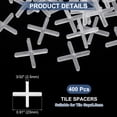 thumbnail image 2 of 400Pack Tile Spacers, 2.5mm 3/32" Cross Shape Wall Floor Tile Spacer (White), 2 of 6