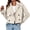 Beige, variant on Double Breasted Women Solid Color Lapel Trench Coat Cropped Jacket