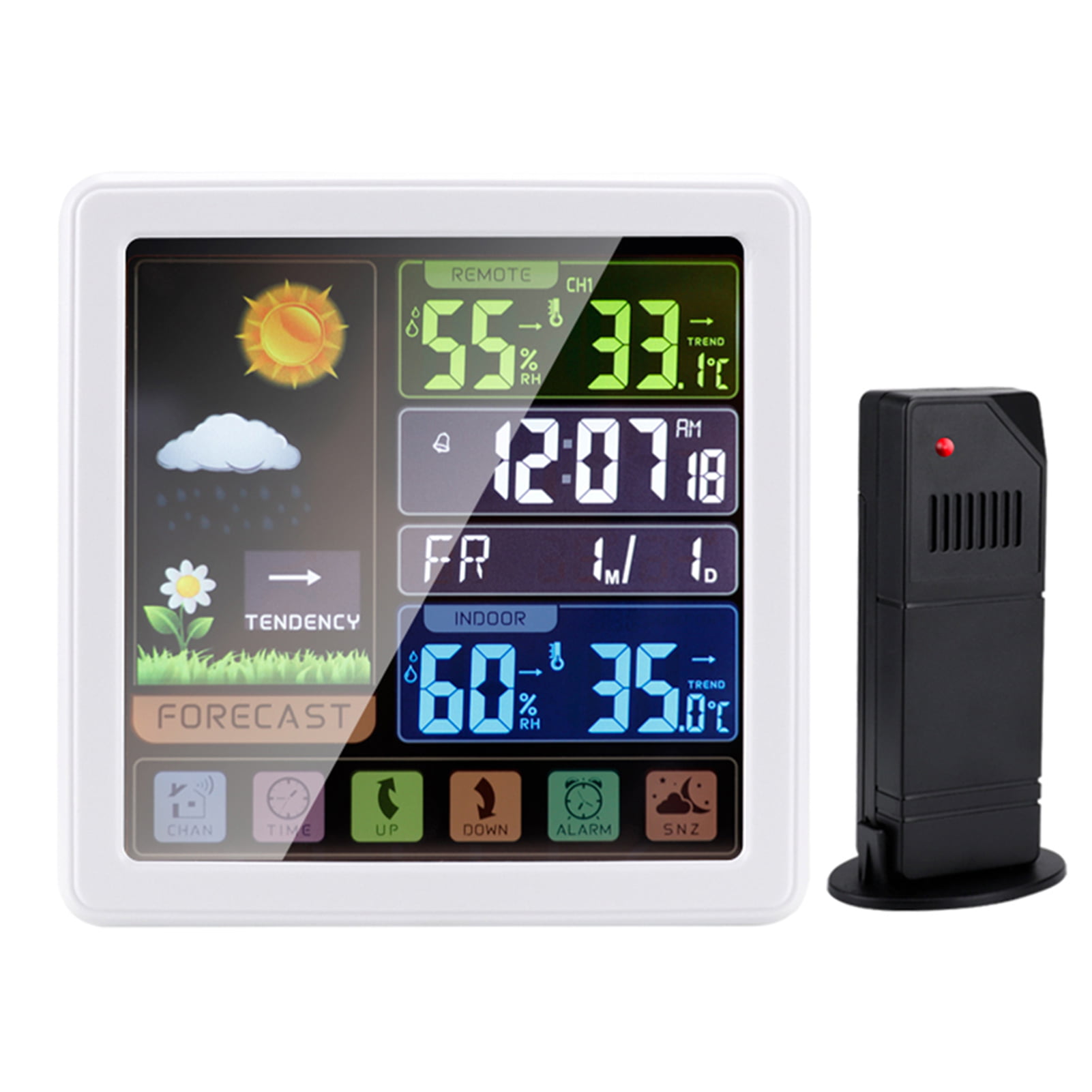 LCD Wireless Weather Station Alarm Clock Indoor & Outdoor Thermometer Calendar 