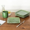 thumbnail image 3 of vicrays Ceramic Square Plates Set of 6 - Porcelain 8 inch Dinner Plates for Salad Dessert Appetizer Bread - Microwave Oven and Dishwasher Safe - Green, 3 of 7