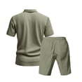 thumbnail image 5 of Men's 2-Piece Linen Summer Set, Casual Short Sleeve Shirt and Vacation Shorts, Breathable Beach Outfit For Tropical Holiday and Travel,Army Green,L, 5 of 8