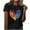 Black, variant on Graphic Tops for Women Plus Size Women‘s Printed Round Neck Short Sleeved T-shirt Short Sleeved Round Neck Topshirt Light Blue 3X