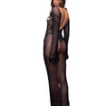 thumbnail image 3 of Douhoow Mesh Long Dress for Women Crochet Beach Coverups Long Sleeve See Through Backless Dress, 3 of 6