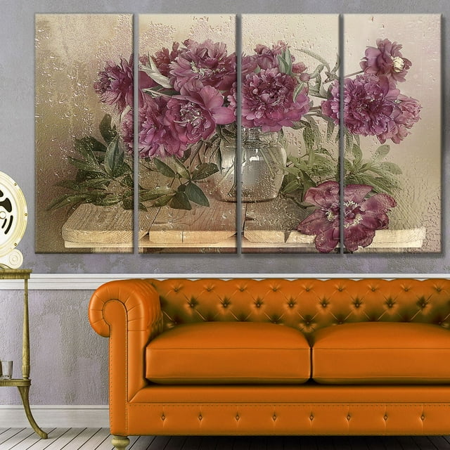 Tableau sur toile imprimée Design Art Bouquet de fleurs rose Peonies