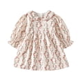 thumbnail image 2 of WOLLED 6M-3Y Baby Girls Casual Corduroy Dress Newborn Floral Peter Pan Collar Dresses Spring Fall Long Sleeve Loose A-Line Cotton Dress, 2 of 10