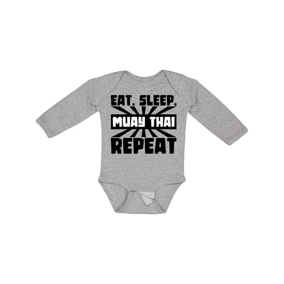 Inktastic Eat, Sleep, Muay Thai, Repeat Boys or Girls Long Sleeve Baby Bodysuit