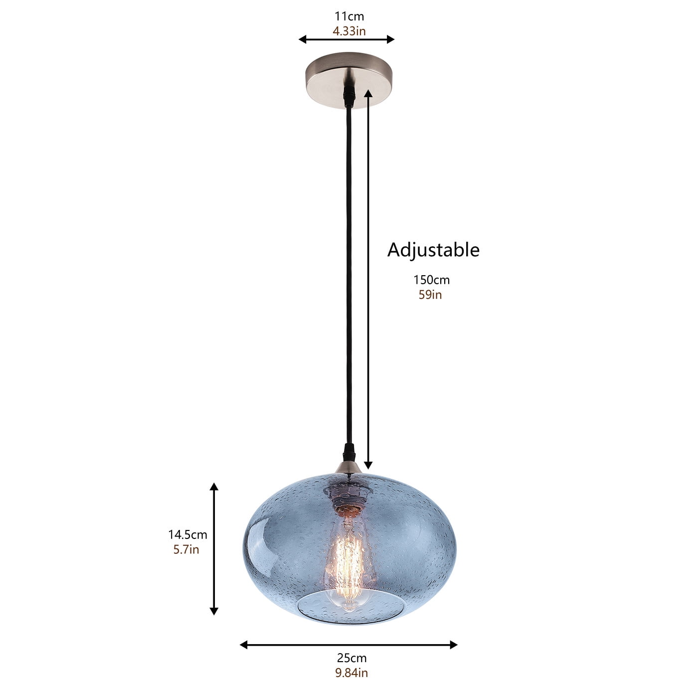 Aiwen Blue Glass Pendant Light Kitchen Modern Ceiling Lamp E27 Base Light Fixture