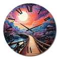 thumbnail image 2 of Designart "Coral Bridge Dreamy Passage Painting I" Pointillism Oversized Wall Clock, 2 of 5