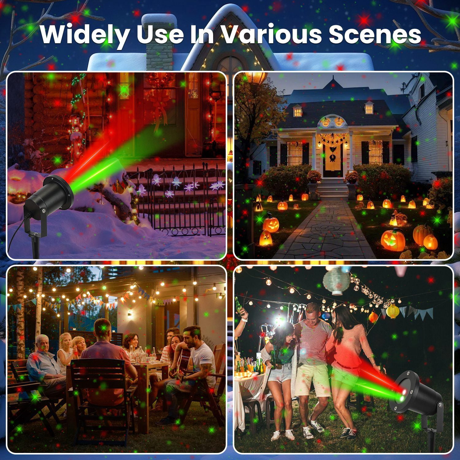 2-Color Laser Projector Light with Remote 33FT Coverage Red Green for Halloween Christmas Party Decor
