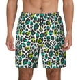 thumbnail image 3 of Uemuo Green Leopard Pattern Mens Swim Trunks Quick Dry Board Shorts with Mesh Lining, Stretch Beach Shorts Quick Dry No-Chafing Board Shorts-Medium, 3 of 9