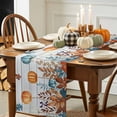 thumbnail image 3 of ERUNPONLY Orange Blue Pumpkins Fall Table Runner - 48 Inch Long Weeping Botanical Thanksgiving Vintage Cotton Linen Dress Scarves Farmhouse Table Runner for Kitchen Dining, Coffee Table, 13" x 48", 3 of 8