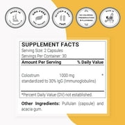 SuperSmart - Colostrum 1000 mg per Day (30% IgG) - Immune Support & Booster - from Bovine Milk | Non-GMO & Gluten Free - 60 DR Capsules