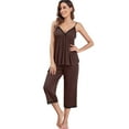 thumbnail image 4 of Asoul Pajama Set for Women Sexy Sleepwear V Neck Lace Cami Top and Capri Pjs, 4 of 7