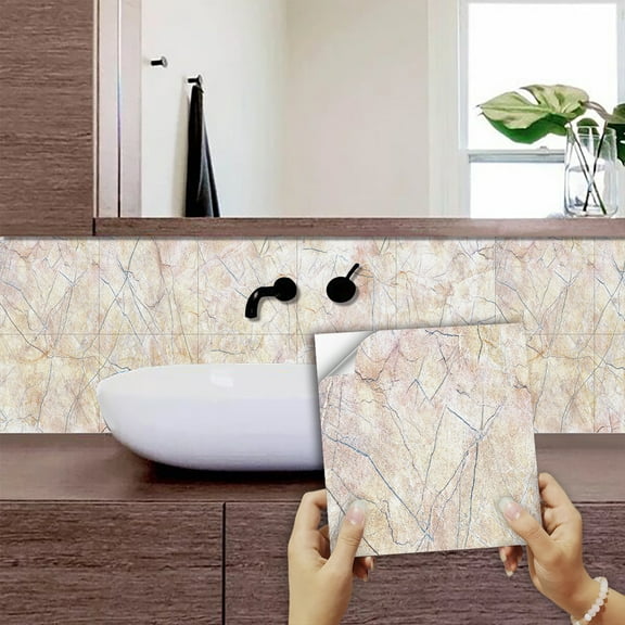 10Pcs Kitchen Backsplash Tile Marbling Stickers 7.87"x7.87" Wall Decals Waterproof Peel and Stick Tiles Decorative Vinyl Wallpaper