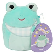 Squishmallows 5-Inch Novi Teal Frog with Gingham Bandana - Official Jazwares Plush - Soft Squishy Stuffed Animal Toy - Gift for Kids, Girls & Boys