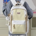 thumbnail image 3 of HAHUT Large Capacity Nylon Striped Backpacks for Women Men, Lightweight Multiple Pockets Schoolbag for College Travel Office Work & Daily Use (Yellow), 3 of 7