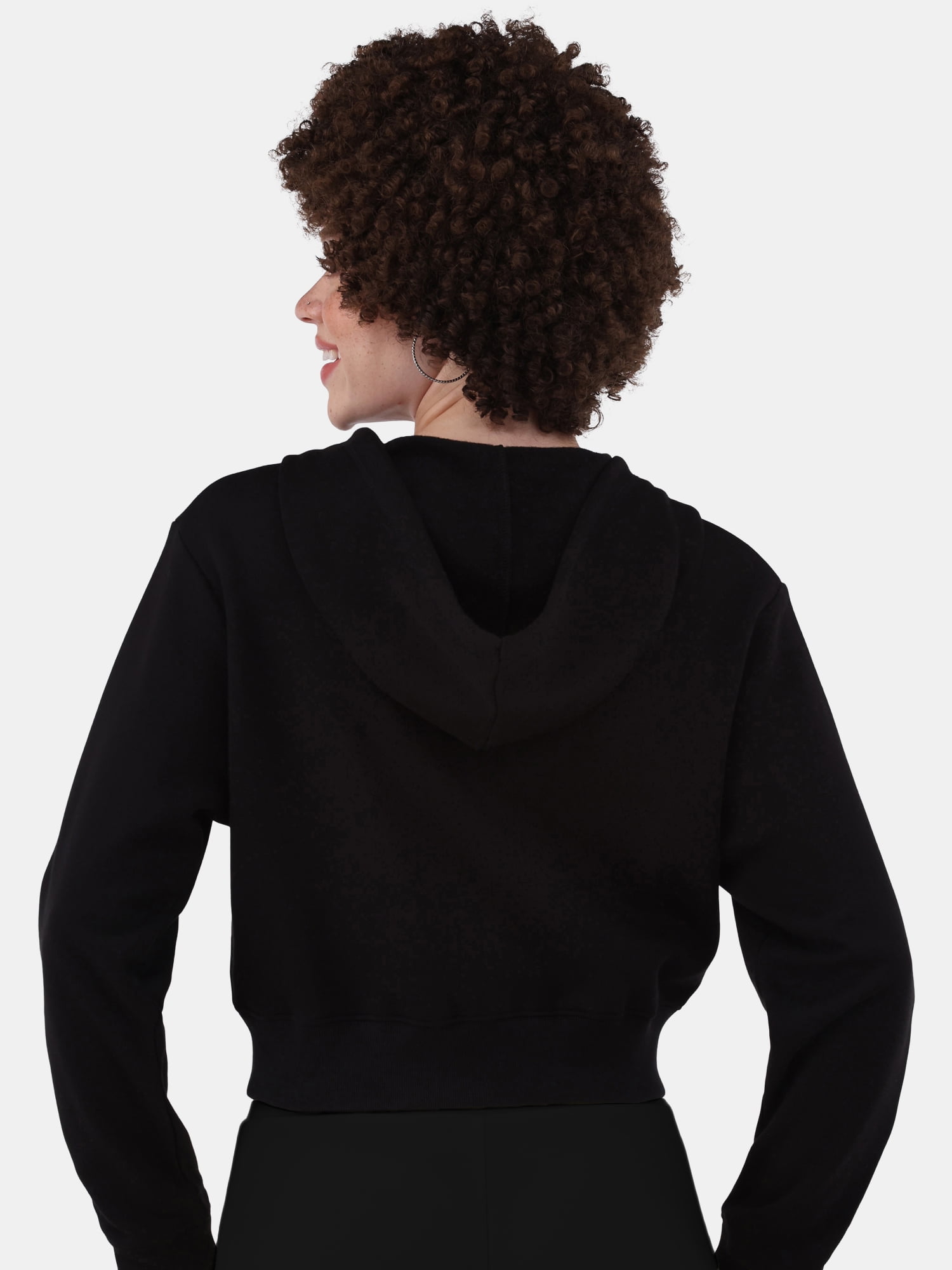 No Boundaries Cropped Fleece Zip Hoodie, Women’s