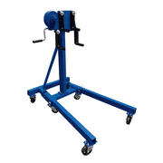 K Tool International 62110A 1/2 Ton Geared Folding Engine Stand for Garages, Repair Shops, and DIY, Compact, 1,100 lbs. Capacity, 1:63 Ratio, 6 Wheels, Adjustable Fingers, Cast Steel Gearbox, Blue
