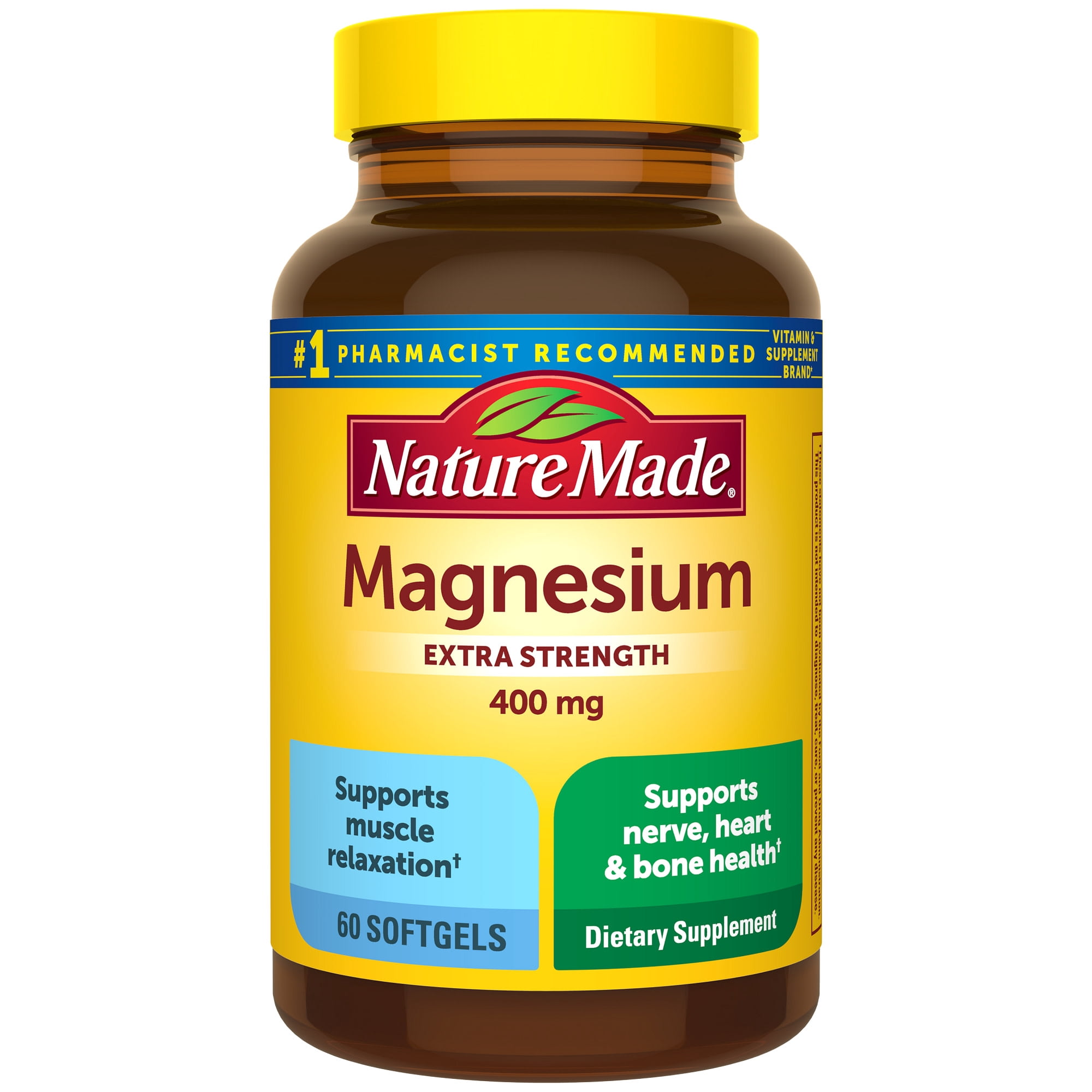 Nature Made Extra Strength Magnesium Oxide 400 mg Softgels, Dietary Supplement, 60 Count