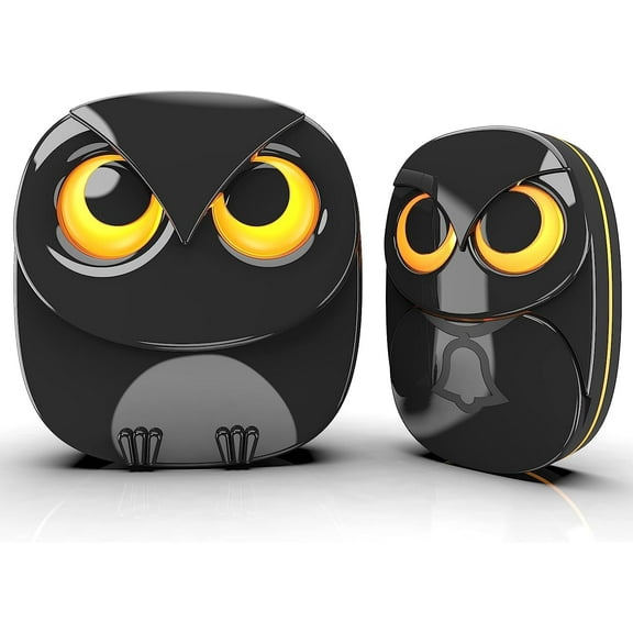Wireless doorbell, cute owl doorbell, weatherproof IP55 outdoor remote control button