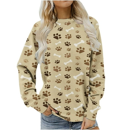 

Aueoeo Pullover Sweatshirts for Women Casual Clothes for Women Women s Fashion Printed Loose T-Shirt Long Sleeves Blouse Crew Neck Casual Tops Sweatshirt Hoodies