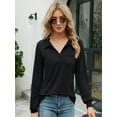 thumbnail image 6 of LOMON Womens V Neck Polo Shirts Short/Long Sleeve Collared Tops Loose Casual Tunic Blouses with Pocket, 6 of 7
