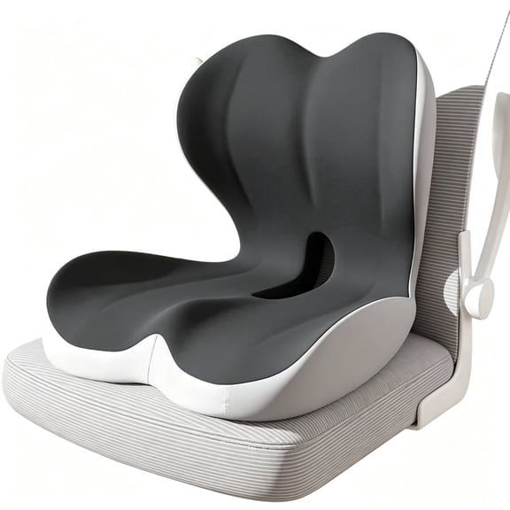 Ecoskio Ergonomic Memory Foam Seat Cushion, Lumbar Support Pressure Relief Pad for Office Chair Car Wheelchair Eases Tailbone Sciatica Hemorrhoid Pain