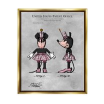 Stupell Industries Vintage Pink Mouse Diagram Graphic Art Metallic Gold Floating Framed Canvas Print Wall Art, Design by Karl Hronek