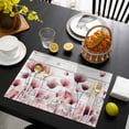 thumbnail image 3 of Watercolor Pink Flowers Placemats Set of 4, Spring Flowers Botanical Wood Grain Placemats for Dining Table, Place Mats for Kitchen Tabletop, Waterproof Wipeable Dining Table Mats Set, 3 of 9