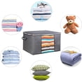 thumbnail image 4 of Bolsa de almacenamiento no tejida, almacenamiento de ropa plegable con cremallera y asa, bolsa de almacenamiento debajo de la cama para edredones, almohadas, ropa, mantas, gris, 4 of 5