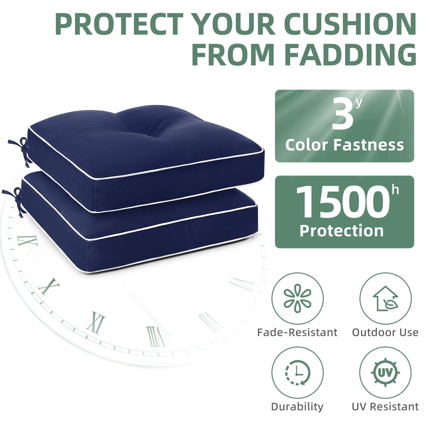 Favoyard Patio Chair Cushions, 3-Year Color Fastness Indoor/Outdoor Chairs Cushion for Seat Dining Rocking Wicker Chair Cushion with Tie Straps