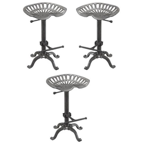 Home Square Vintage Farmhouse 18.75" Metal Stool in Brown - Set of 3