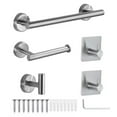 thumbnail image 1 of Juego de accesorios de baño de 5 piezas, toallero, soporte de papel, gancho adhesivo, juego de baño multifunción plateado, 1 of 5