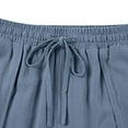thumbnail image 4 of WULMLEO Womens Barrel Harem Linen Pants Wide Leg Pants Baggy Palazzo Drawstring Elastic Waist with Pockets Beach Sky Blue L, 4 of 5
