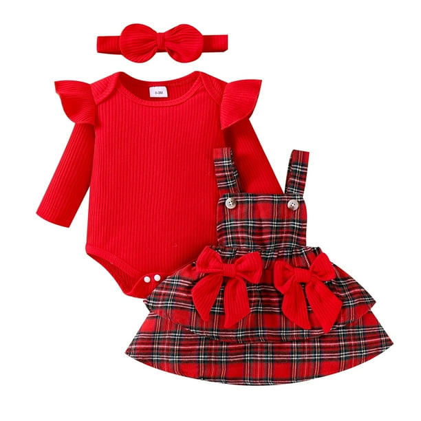 Conjunto de atuendo navideño FOCUTEBB para niña de 6 a 9 meses