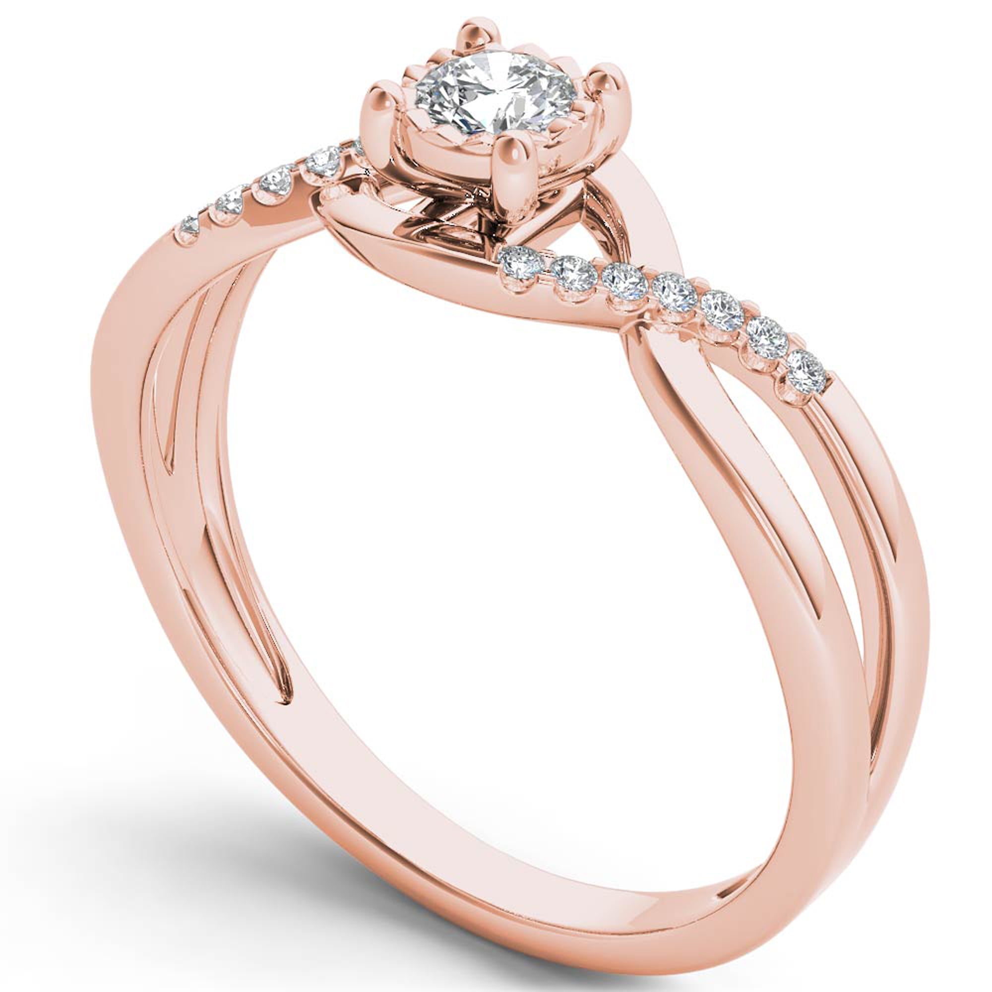 1/20Ct TDW Diamond 10K Rose Gold Criss-Cross Engagement Ring