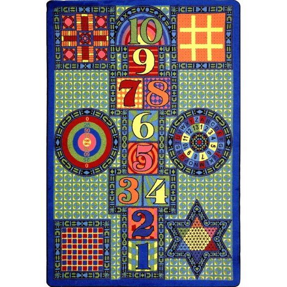 Joy Carpets Kid Essentials Games Galore 5'4" x 7'8" Area Rug in Color Multi