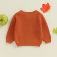 thumbnail image 6 of Toddler Baby Boy Girl Halloween Outfit Knit Chunky Pumpkin Sweaters Crew Neck Pullover Sweatshirt Tops Fall Winter Clothes, 6 of 8
