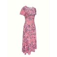 thumbnail image 4 of Floral Print Crew Neck Dress, Elegant Short Sleeve Dress For Spring & Summer, Women's Clothing, 4 of 4