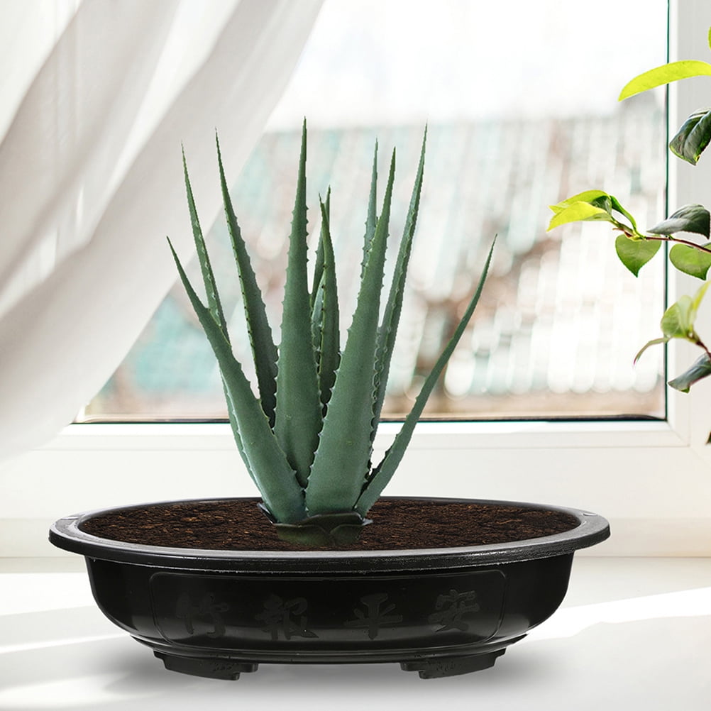 FESTFENDS 2Pcs Large Planter Pot Flower Pot Indoor Black Plastic Breathable Elegant Gardening