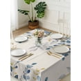 thumbnail image 3 of Navy Blue Eucalyptus Suqare Tablecloth - 54 x 54 Inch, Farmhouse Weeping Leaves Linen Waterproof & StainResistant Tablecloth, Washable Oil-proof Table Cover for Dining/Party/Wedding/Camping/Buffet, 3 of 9