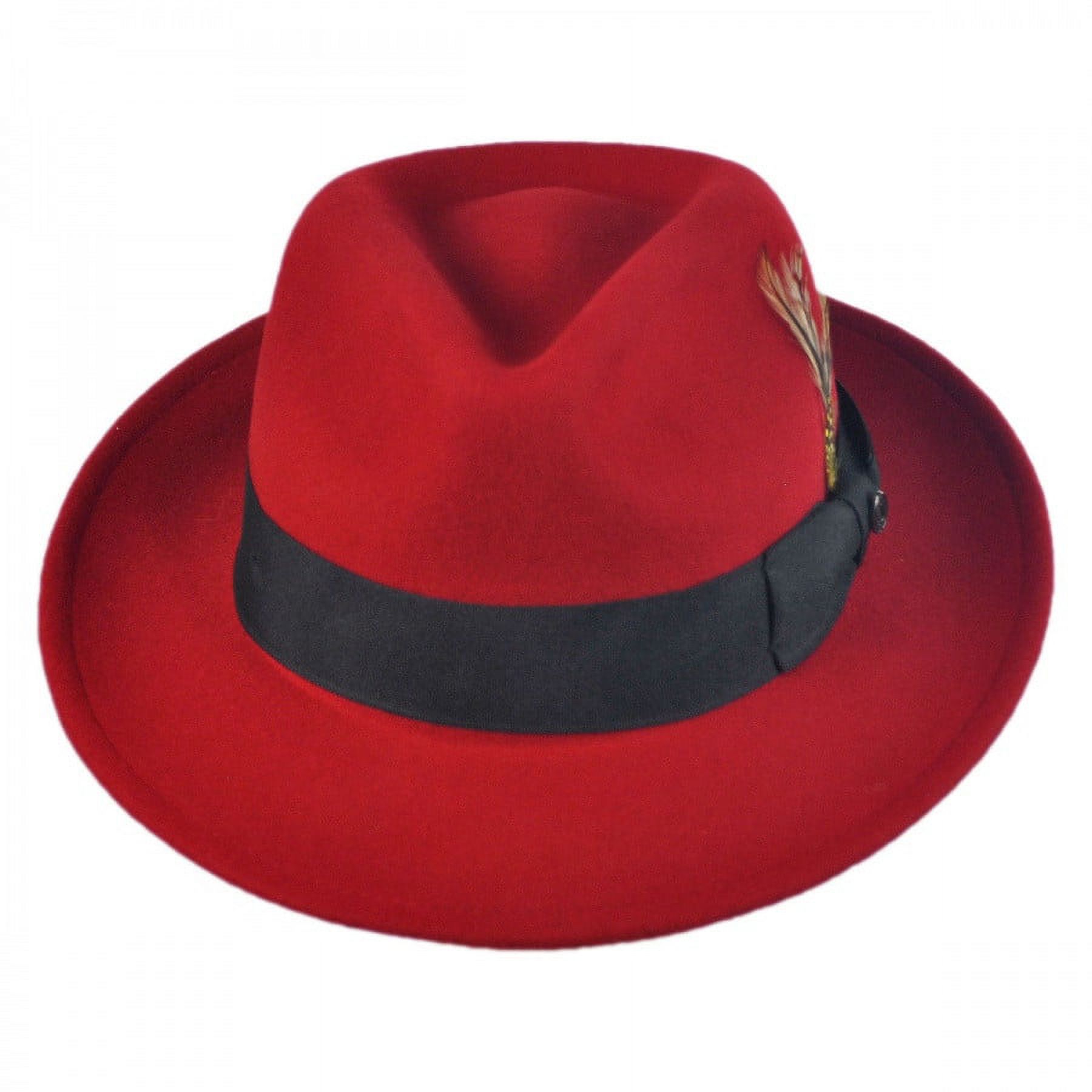 Pachuco Crushable Wool Felt Fedora Hat - L - Red - image 2 of 6